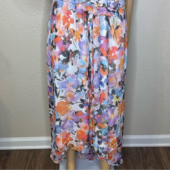 Ignite Evenings Halter Neck Floral High Low Maxi Dress Pink Purple Orange 16 - Picture 4 of 14